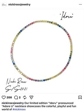 Nicki Roxx Idoru Multicolor Crystal Tennis Necklace